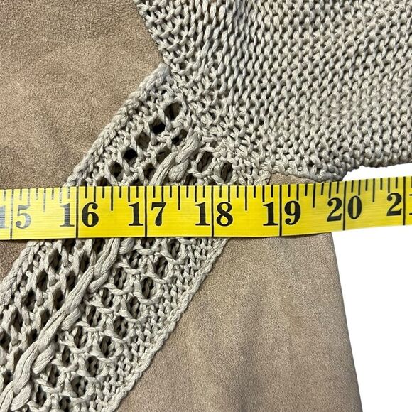 INC International Concept Boho Western Cardigan Sweater Size S Fringe Faux Suede - Picture 7 of 10